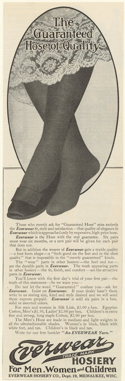 Everwear trade mark hosiery for men, women and children