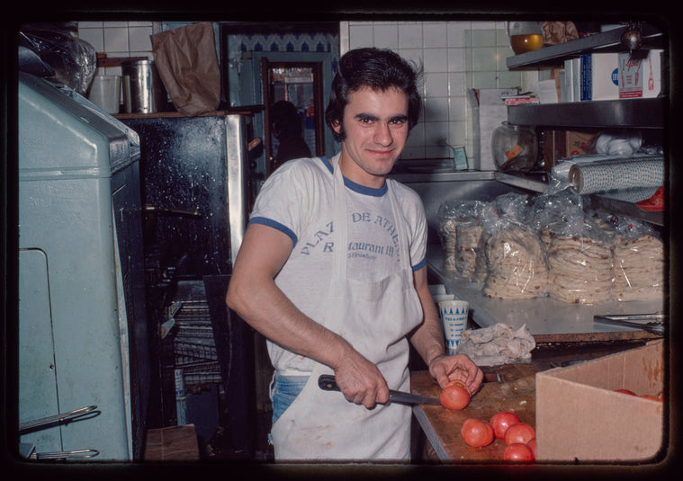 Evangelos Tzalis, restaurant worker, Plaza de Athena III