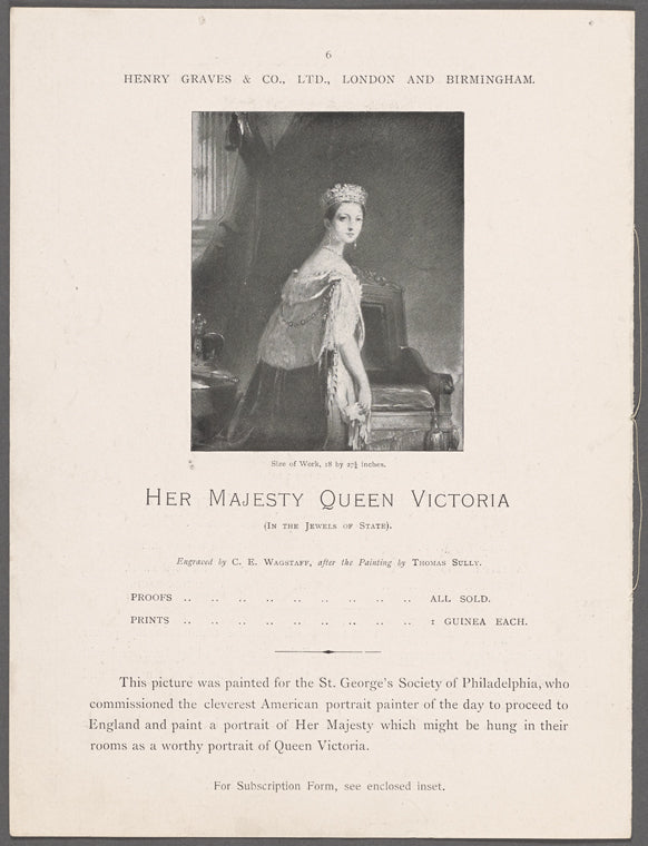 Her majesty Queen Victoria (in the jewels of state). Engraved by C.E. Wagstaff, after the painting by Thomas Sully.
