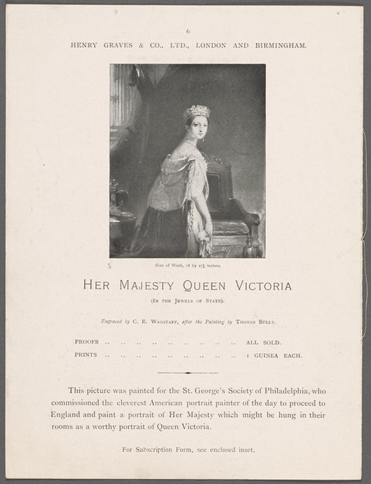 Her majesty Queen Victoria (in the jewels of state). Engraved by C.E. Wagstaff, after the painting by Thomas Sully.