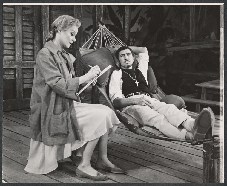 Margaret Leighton and Patrick O'Neal in the stage production The Night of the Iguana