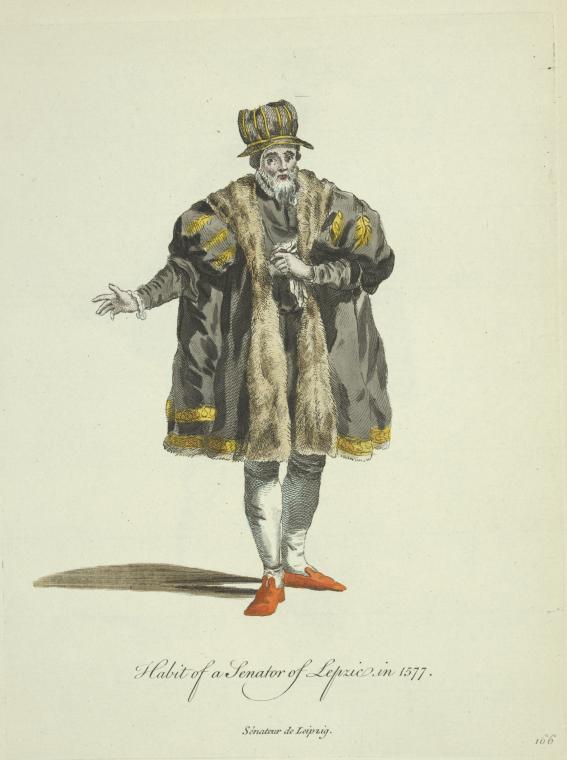 Habit of a senator of Lepzic in 1577. Sénateur de Leipzig.