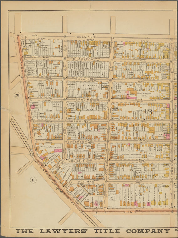 Newark, Double Page Plate No. 12 [Map bounded by Belmont Ave., Court St., High St., Clinton Ave., Avon Ave.]