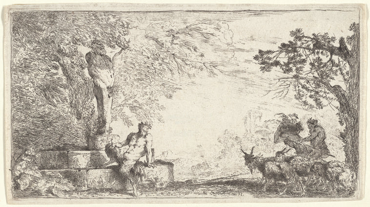 A Satyr Seated Beside a Statue of Priapus
