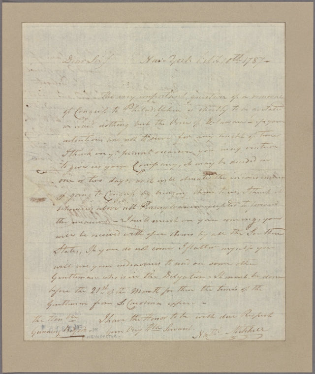 Letter to Gunning Bedford [jr., New Castle, Del.]