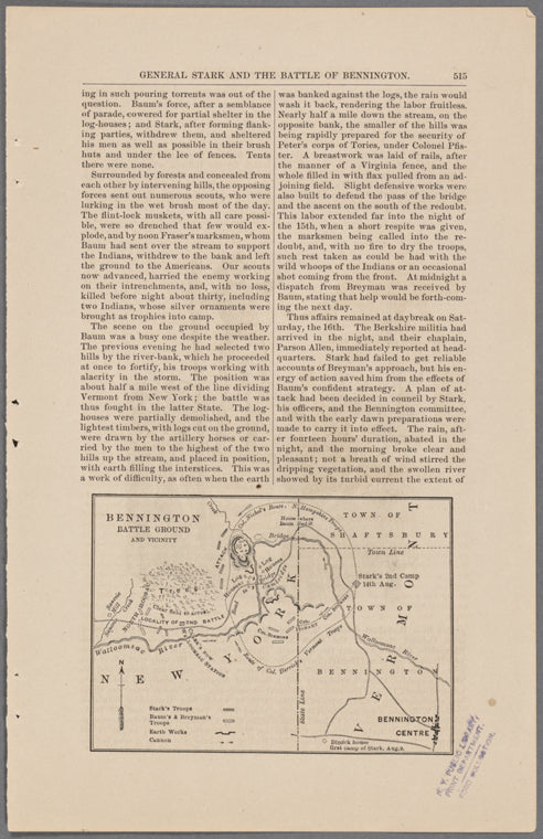 Bennington battle ground and vicinity.
