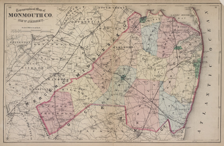 Topographical Map of Monmouth Co., New Jersey.