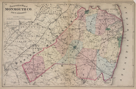 Topographical Map of Monmouth Co., New Jersey.