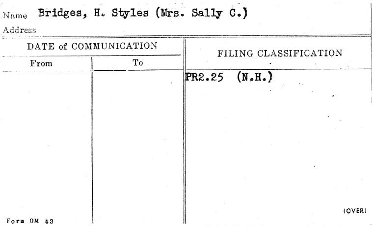 Bridges, H. Styles (Mrs. Sally C.)