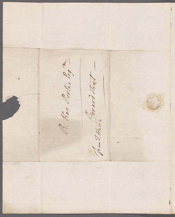 Thomas Harris to Robert Ker Porter, autograph note signed