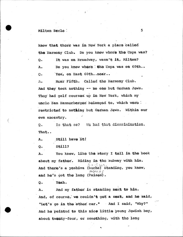 Milton Berle: [interview]