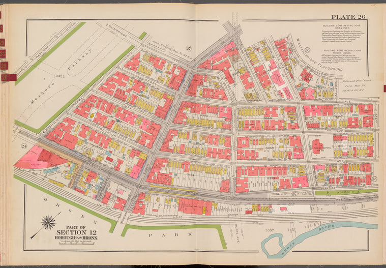 Double Page Plate No. 26, Part of Section 12, Borough of the Bronx: [Bounded by E. Mosholu Parkway South, Bainbridge Avenue, Reservoir Oval East, Holt Place, Perry Avenue, E. 209th Street, Parkside Place and (Bronx Park) Webster Avenue]