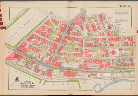Double Page Plate No. 26, Part of Section 12, Borough of the Bronx: [Bounded by E. Mosholu Parkway South, Bainbridge Avenue, Reservoir Oval East, Holt Place, Perry Avenue, E. 209th Street, Parkside Place and (Bronx Park) Webster Avenue]