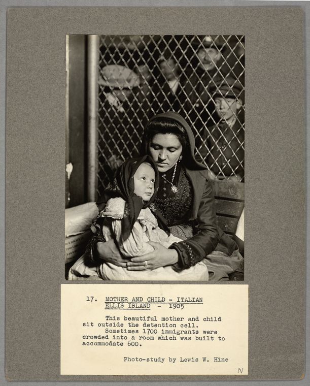 Mother and child, Italian Ellis Island, 1905