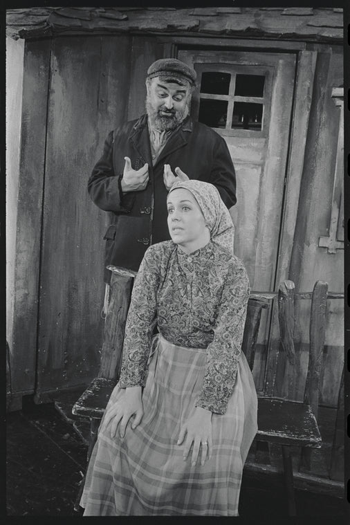 Joe Cusanelli and Laura Stuart in the stage production Fiddler on the Roof
