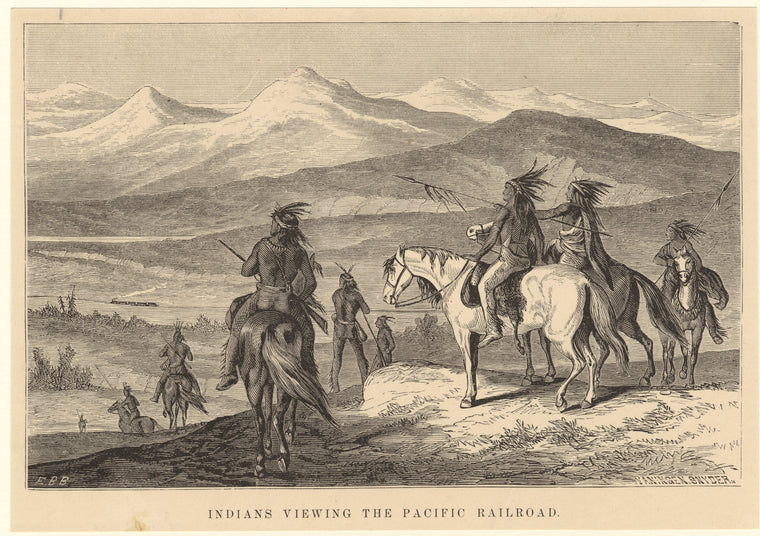 Indians viewing the Pacific Railroad