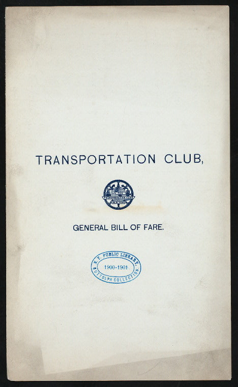 DAILY MENU [held by] TRANSPORTATION CLUB [at] "NEW YORK, NY" (OTHER (CLUB);)
