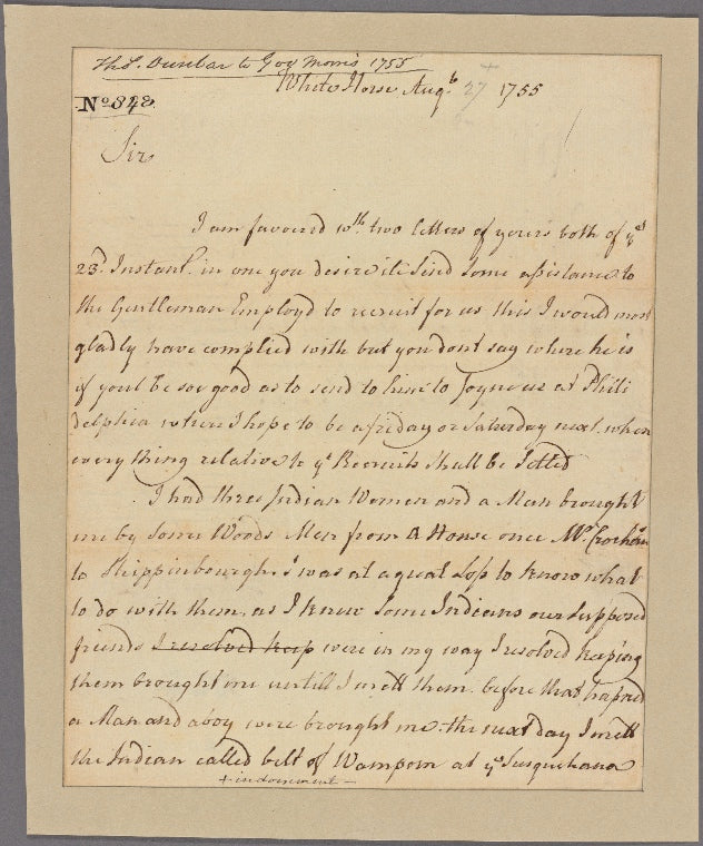 Letter to Gov. [Robert Hunter] Morris