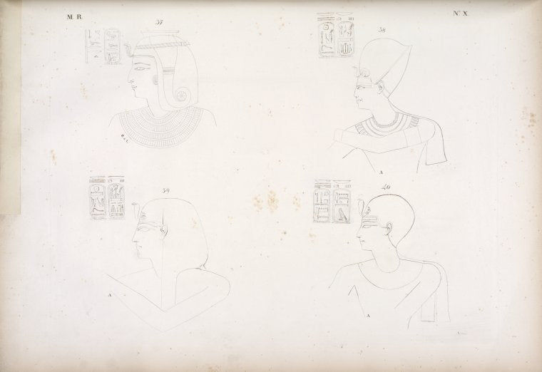 Fig. 37. Tewekôerniro. Fig. 38. Ramses IX [Ramses IV]. Fig. 39. Ramses XV [Ramses XI].  Fig. 40. Amensi-Pehôr [Herihor].