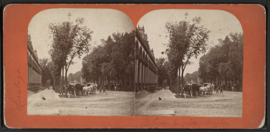 Between Congress & Union. [View of some carriages.]