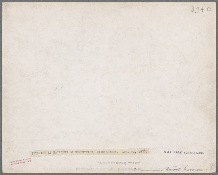 Interior of Hattiesburg homesteads, Mississippi. Aug. 23, 1935