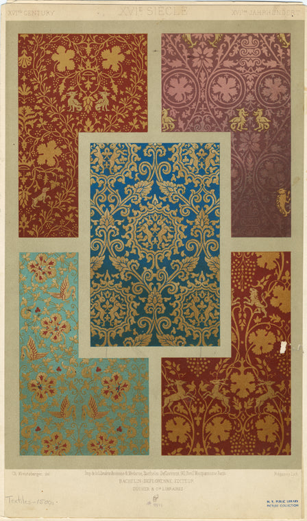 Floral textile design with animals, 16th century
