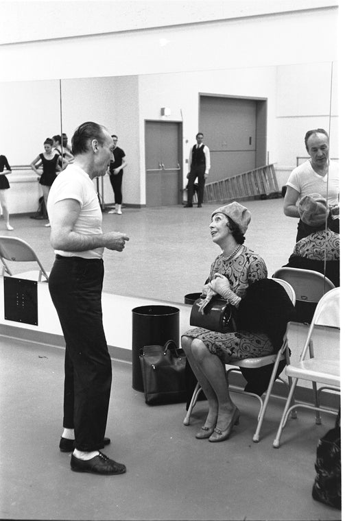 New York City Ballet rehearsal of "Clarinade" with George Balanchine and Felia Dubrovska (teacher at the School of American Ballet), choreography by George Balanchine (New York)