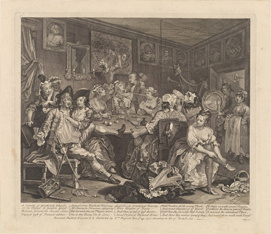 A Rake's Progress, Plate 3 [Woman, form'd for Social Love...]