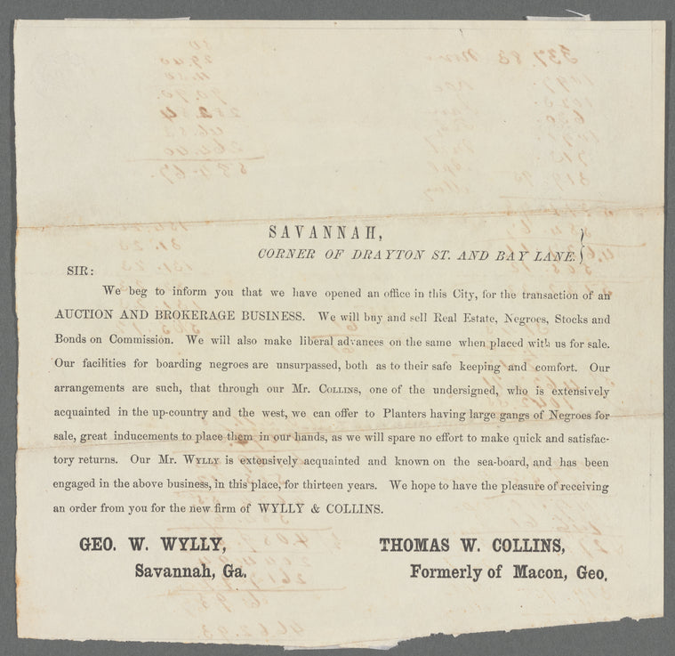 Handbill advertising auction and brokerage business opening