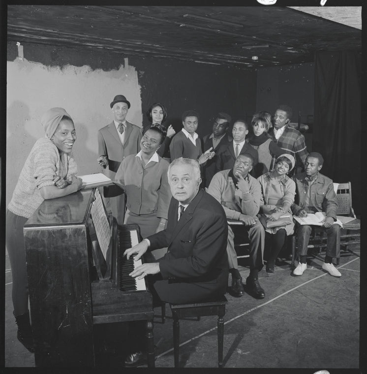 Ketty Lester, Rosetta LeNoire, composer Vernon Duke and ensemble in rehearsal for the 1964 revival of Cabin in the Sky