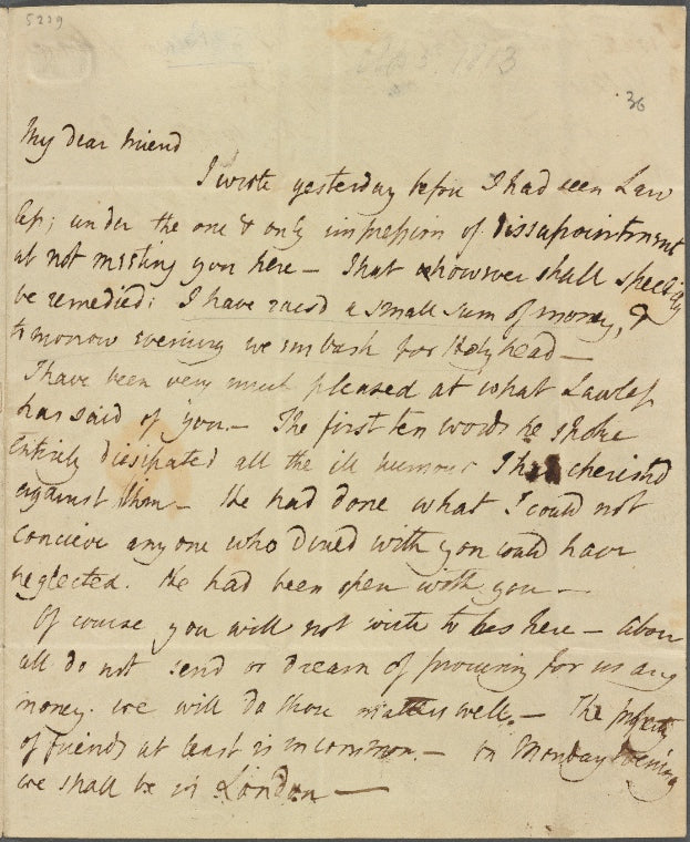 Autograph letter signed to Thomas Jefferson Hogg, [1 April 1813]