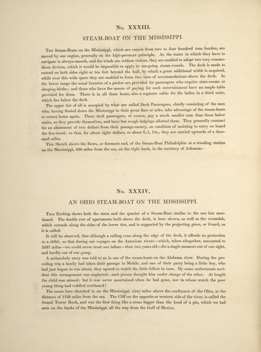 No. XXXIII. Steam-boat on the Mississippi; No. XXXIV. An Ohio steam-boat on Mississippi