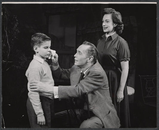 Peter Lazer, Franchot Tone, and Geraldine Fitzgerald in the stage production Hide and Seek