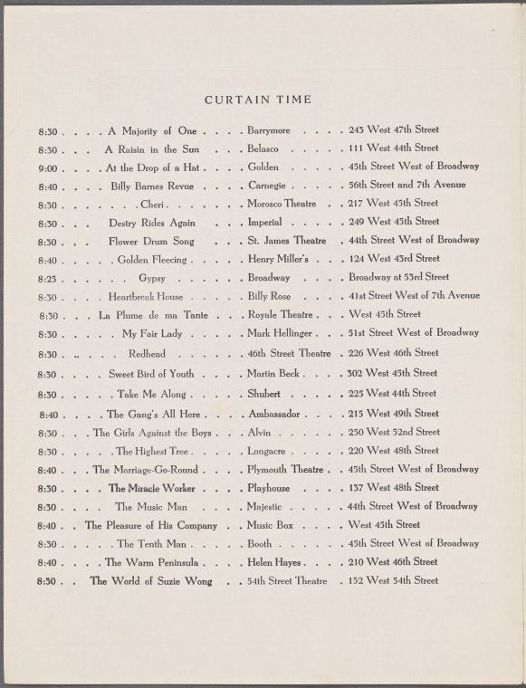 Monday dinner menu, The Rendez-Vous at The Plaza