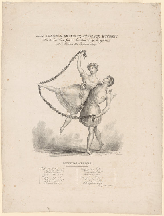 Flore et Zéphire.: Alli Ssti. Adelaide Mersy, e Giovanni Rousset per la lora beneficiata la sera del 19 Maggio 1828