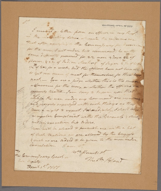 Letter to the Commissary General [Joseph Trumbull], or his deputy