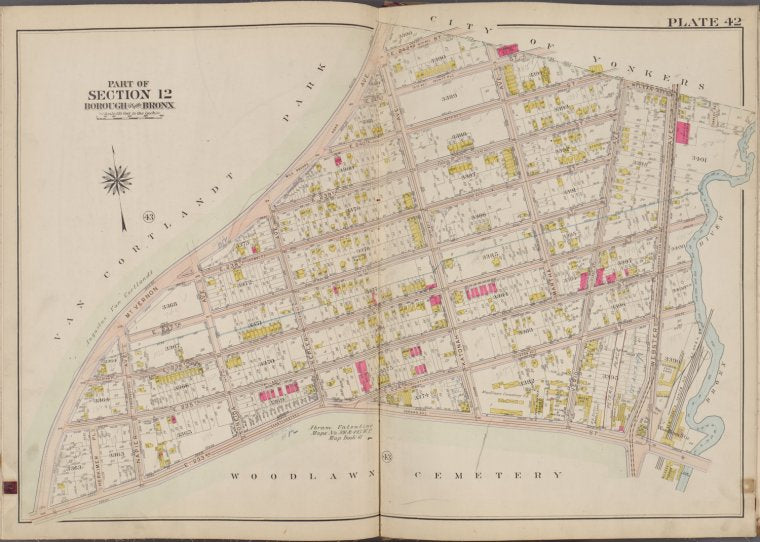 Plate 42 [Map bounded by City of Yonkers, Bronx River, E. 233rd St., Van Cortlandt Park]