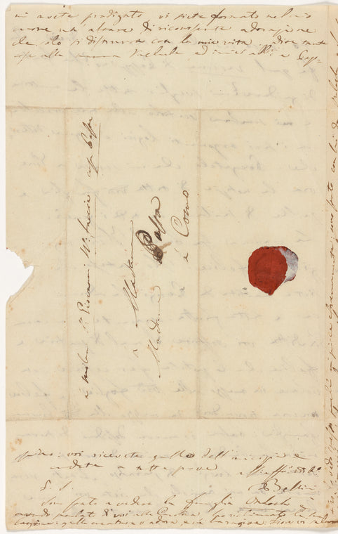 Letter, Paris to Giuditta Pasta, Como