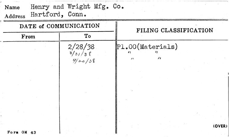 Henry and Wright Mfg. Co.