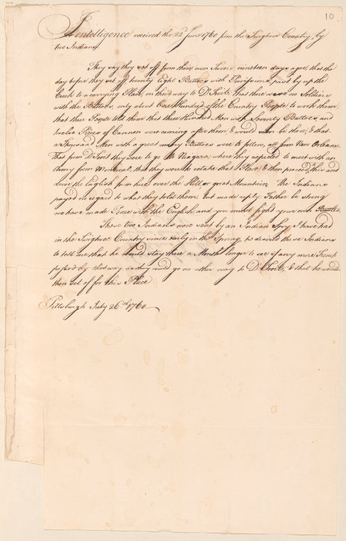 Intelligence received 22 June 1760 from the Twightwee Country by two Indians