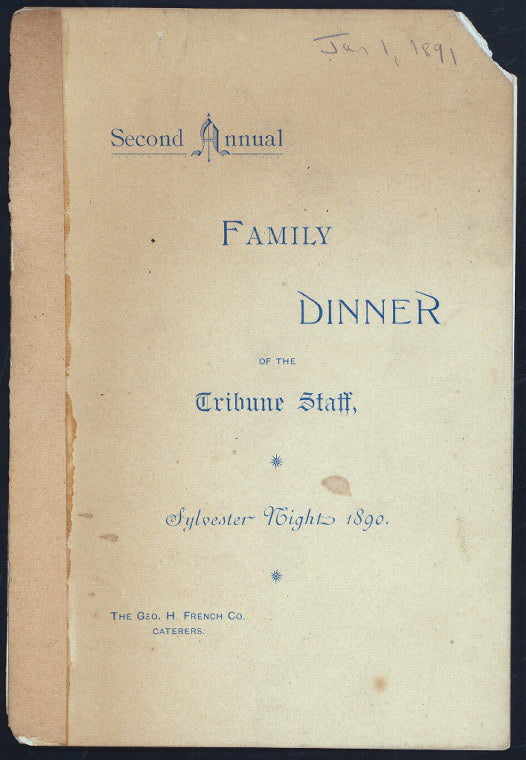 SECOND ANNUAL DINNER [held by] THE TRIBUNE STAFF [at] "(CHICAGO, IL)"