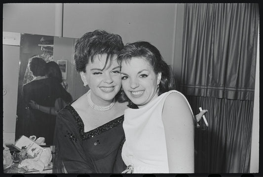 Judy Garland and Liza Minnelli at opening night of the stage production Flora, the Red Menace