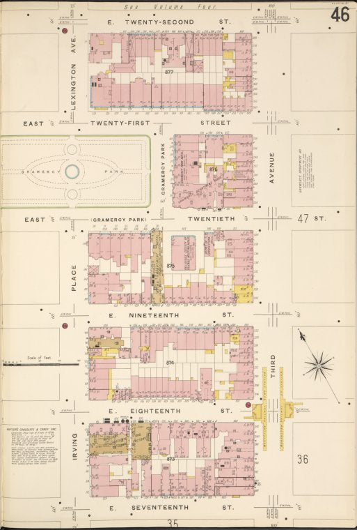 Manhattan, V. 2, Plate No. 46 [Map bounded by E. 22nd St., 3rd Ave., E. 17th St., Irving Place]