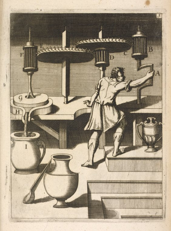 Fig. V. Chiromylos, pro tincturâ sculptarum laminarum parandâ.