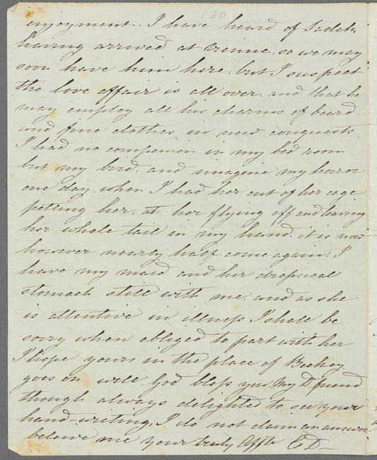 C----- D----- to Mrs. Porter, autograph letter signed