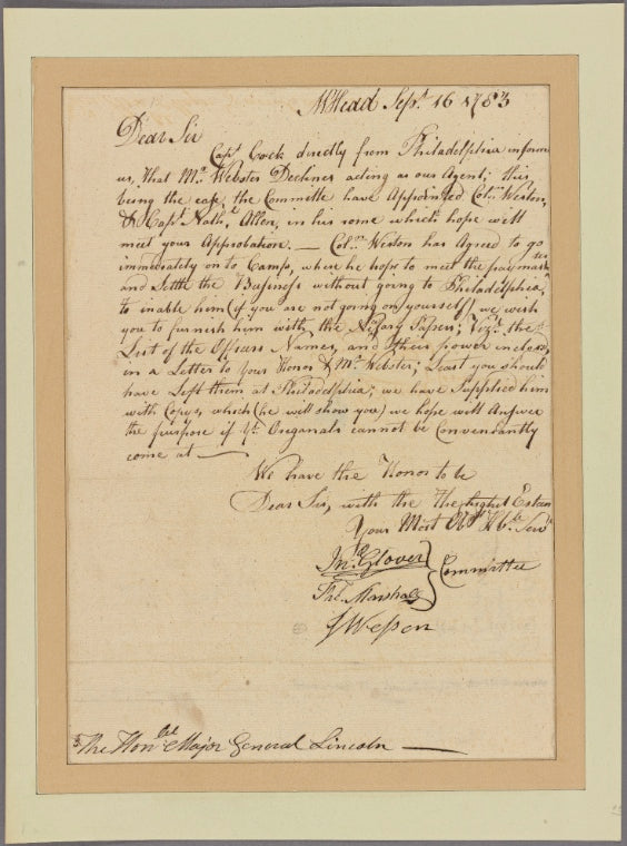 Letter to Benjamin Lincoln