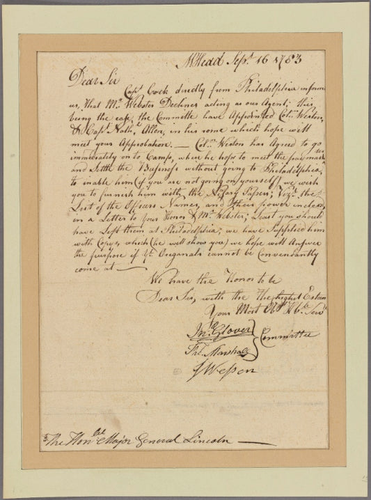 Letter to Benjamin Lincoln