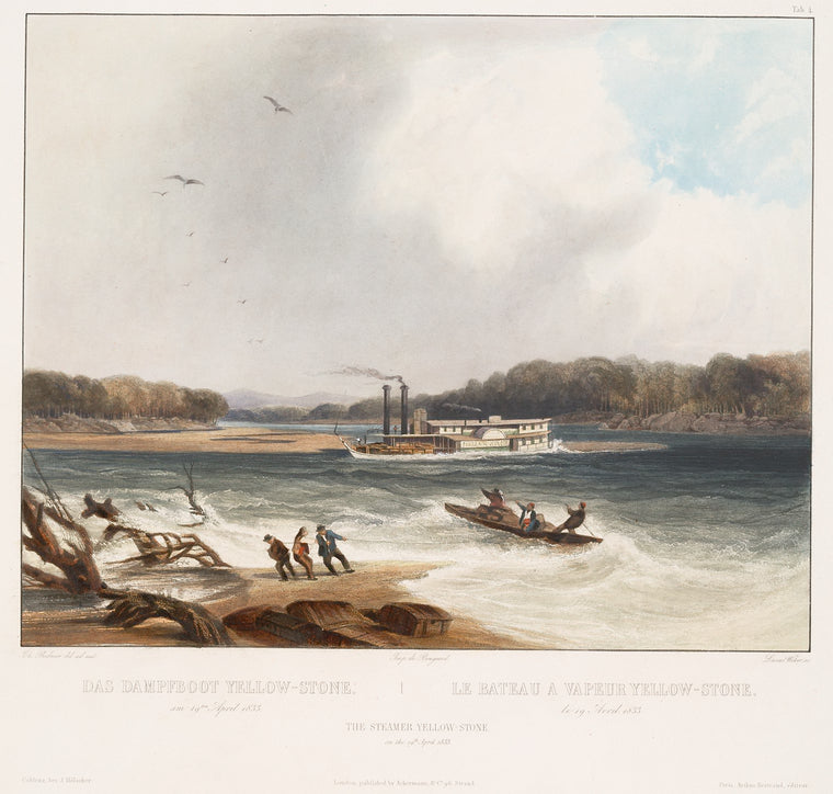 Das Dampfboot Yellow-Stone am 19-ten April 1833. Le bateau à vapeur Yellow-Stone, le 19 Avril 1883. The steamer Yellow-Stone on the 19th April 1833.