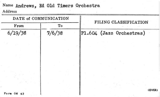 Andrews, Ed Old Timers Orchestra