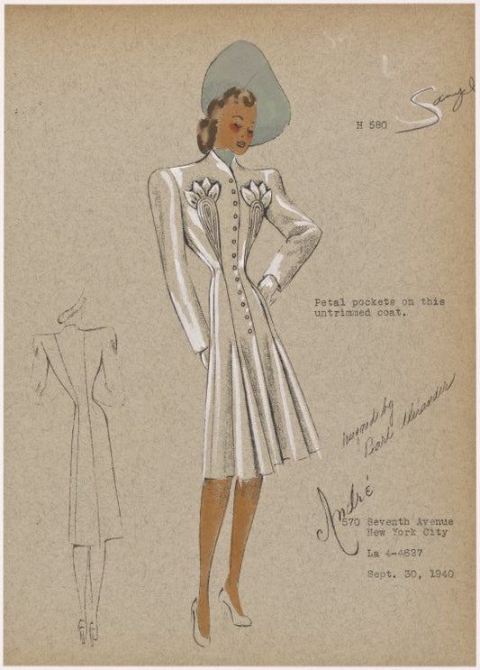 Petal pockets on this untrimmed coat.